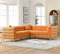L-Shaped Sectional Couch, 81.5' Oversized Corner Sofa Teddy Boucle Comfy Cloud Modern Upholstered Deep Seat Set with Stylish Metal Legs for Living Room Home Office,Apartment, Orange