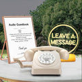 Audio GuestBook for Wedding Fashion with Free RGB LED Sign and Metal Photo Frame, Guest Book Telephone Record Customized Voice Message for Your Wedding Party (Beige)