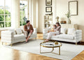 Loveseat Modern Sofa, 2-Pieces 81' Teddy Boucle Comfy Cloud Couch Upholstered Deep 6 Seater Sherpa Couch Set with Stylish Metal Legs for Living Room Home Office Bedroom Apartment, White