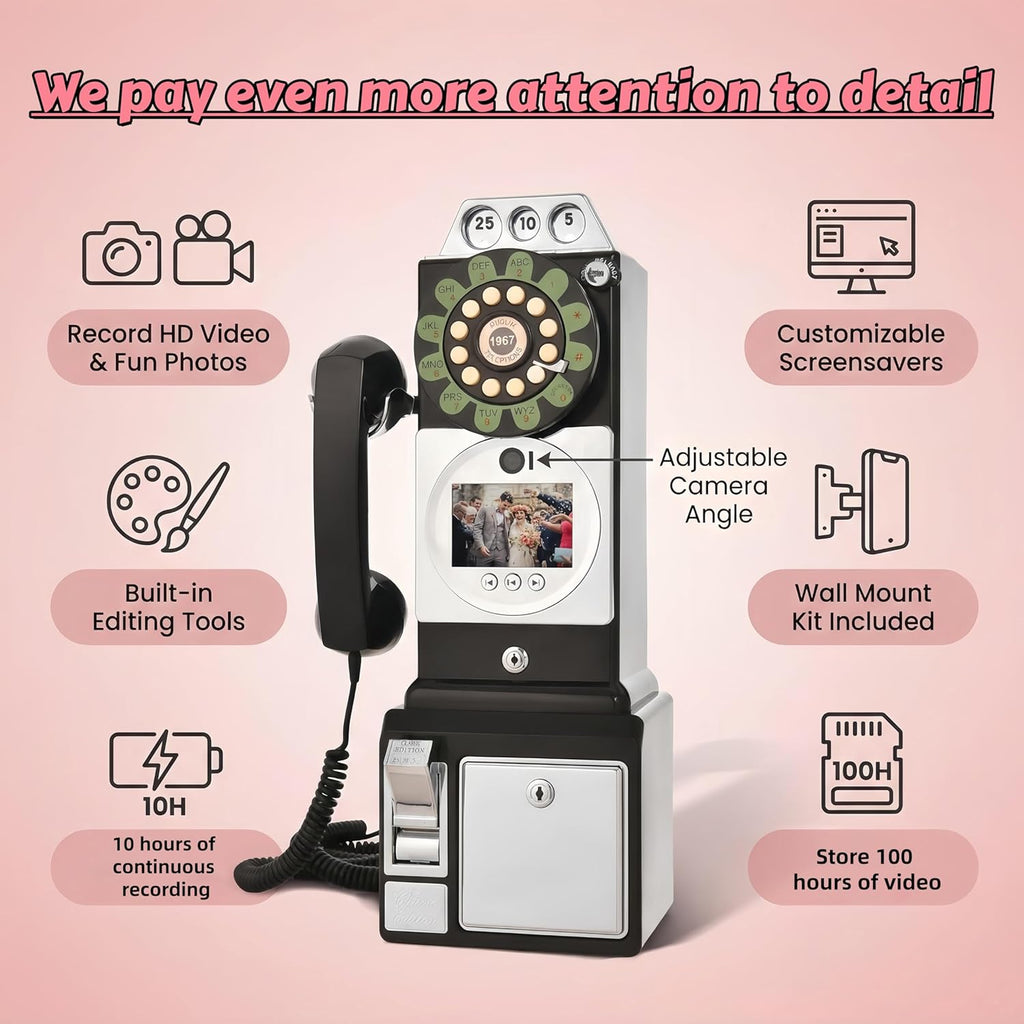 RetroVox Video & Audio Guest Book Wedding Phone Guestbook Creative Easy to Use & Fun Engagements Anniversaries Baby Showers Graduation (A Video White)