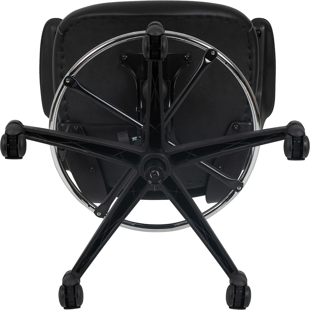 Flash Furniture Kelista Mid-Back Swivel Office Chair with Adjustable LeatherSoft Seat Height, Ergonomic Mesh Chair with Flip-Up Arms, Black