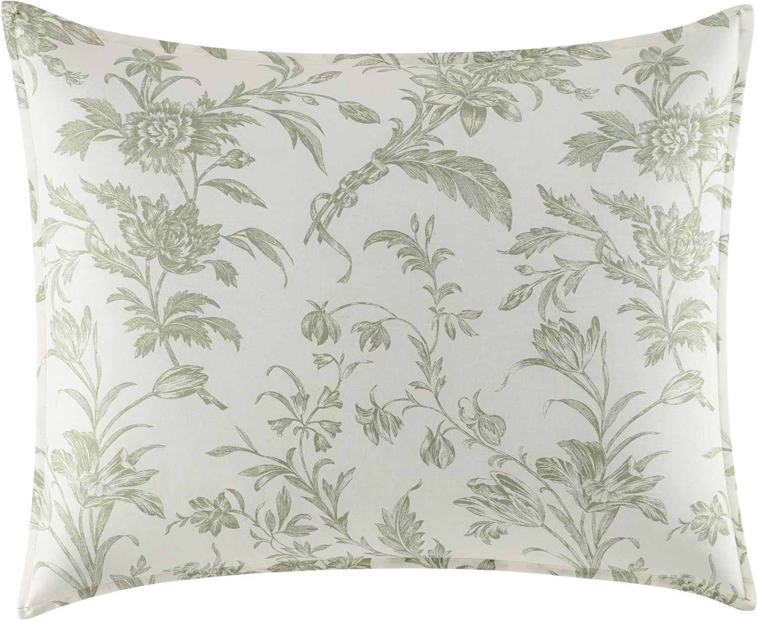Laura Ashley Home - King Duvet Cover Set, Reversible Cotton Bedding, Includes Matching Shams with Bonus Euro Shams & Throw Pillows (Natalie Green, King)