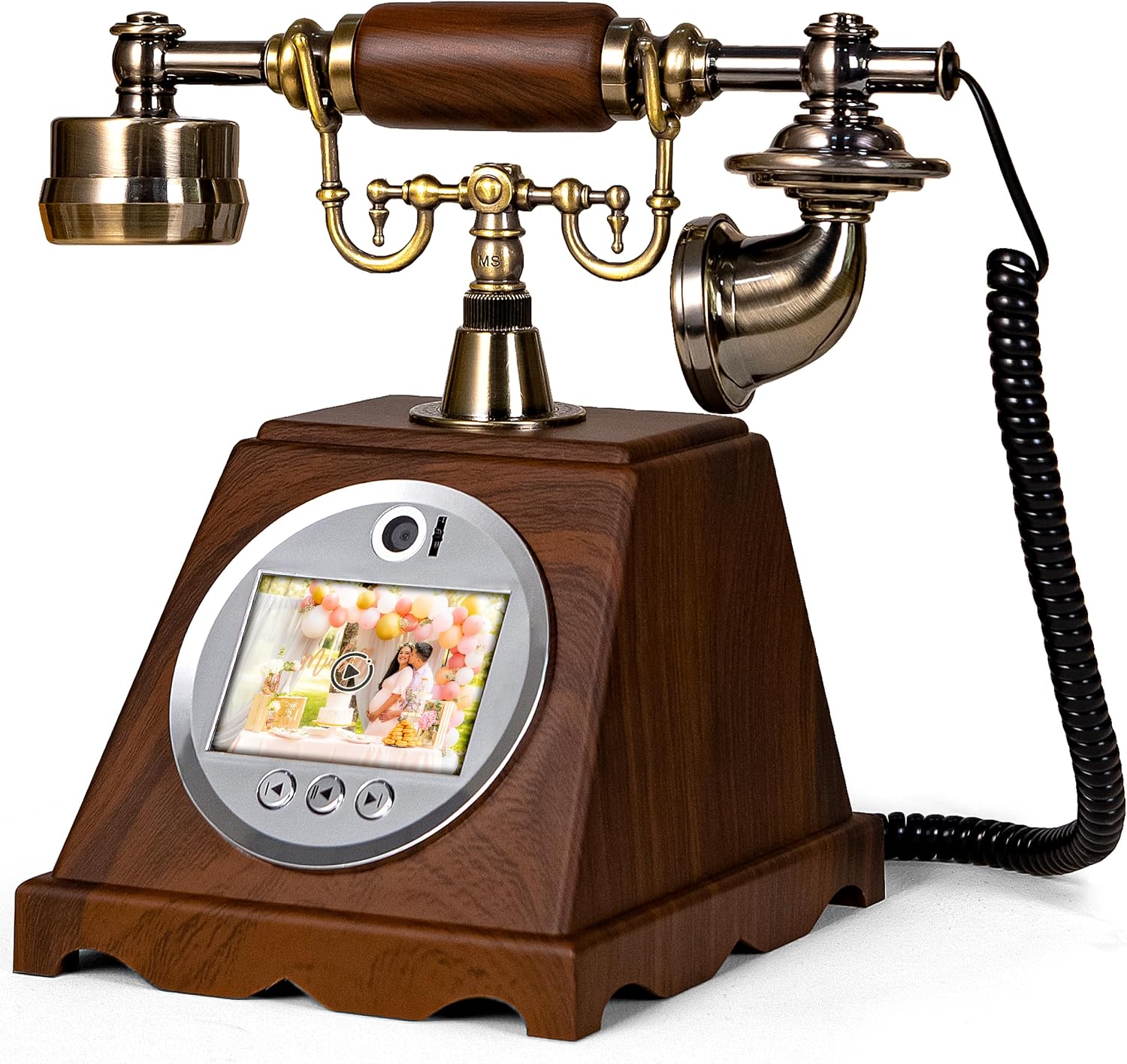 FiayaCom Video Audio Guest Book Wedding Phone,1080P HD Video Phone Guestbook, Preserve Your Special Occasions, Ideal for Wedding Bridal Shower, Birthday, Graduations, Baby Shower(Retro Brown)