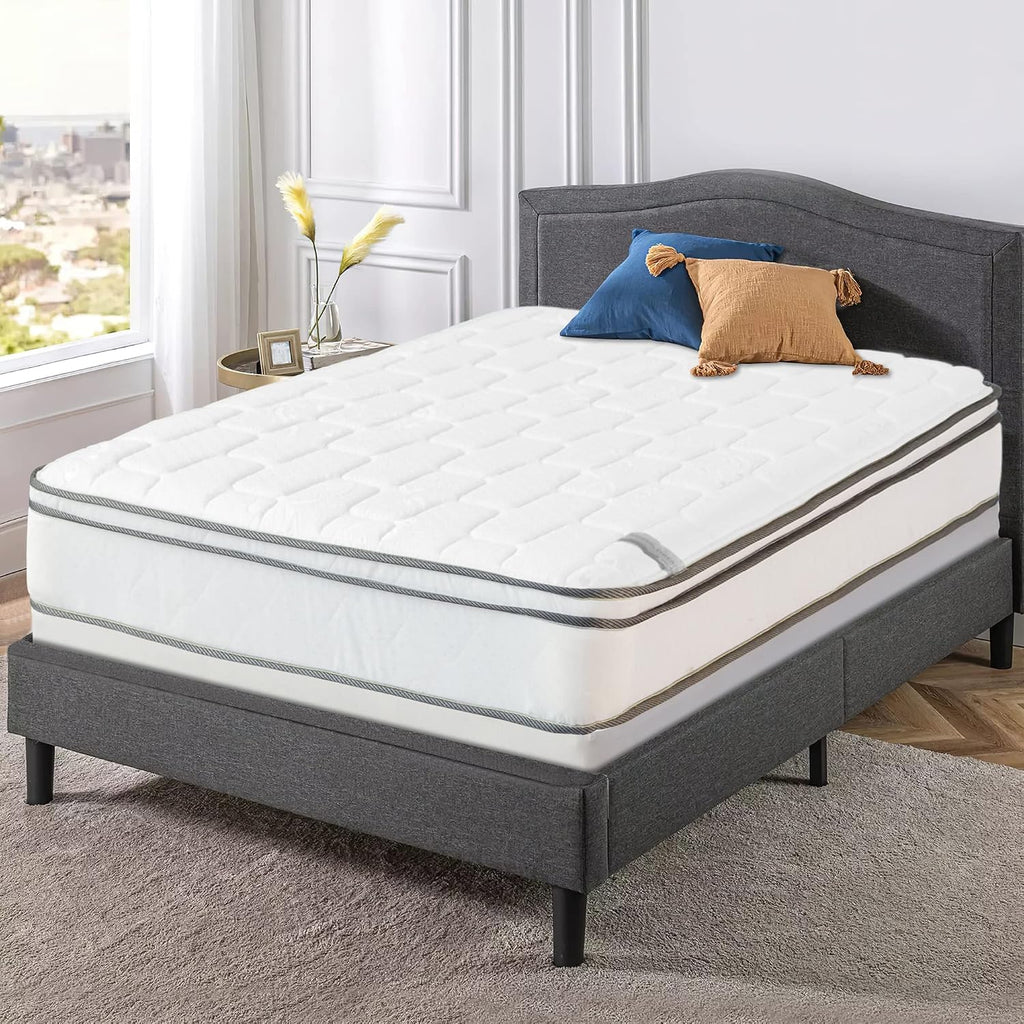 Nutan, 9-Inch Meduim Plush Eurotop Innerspring Mattress with 4' Wood Box Spring Set, King