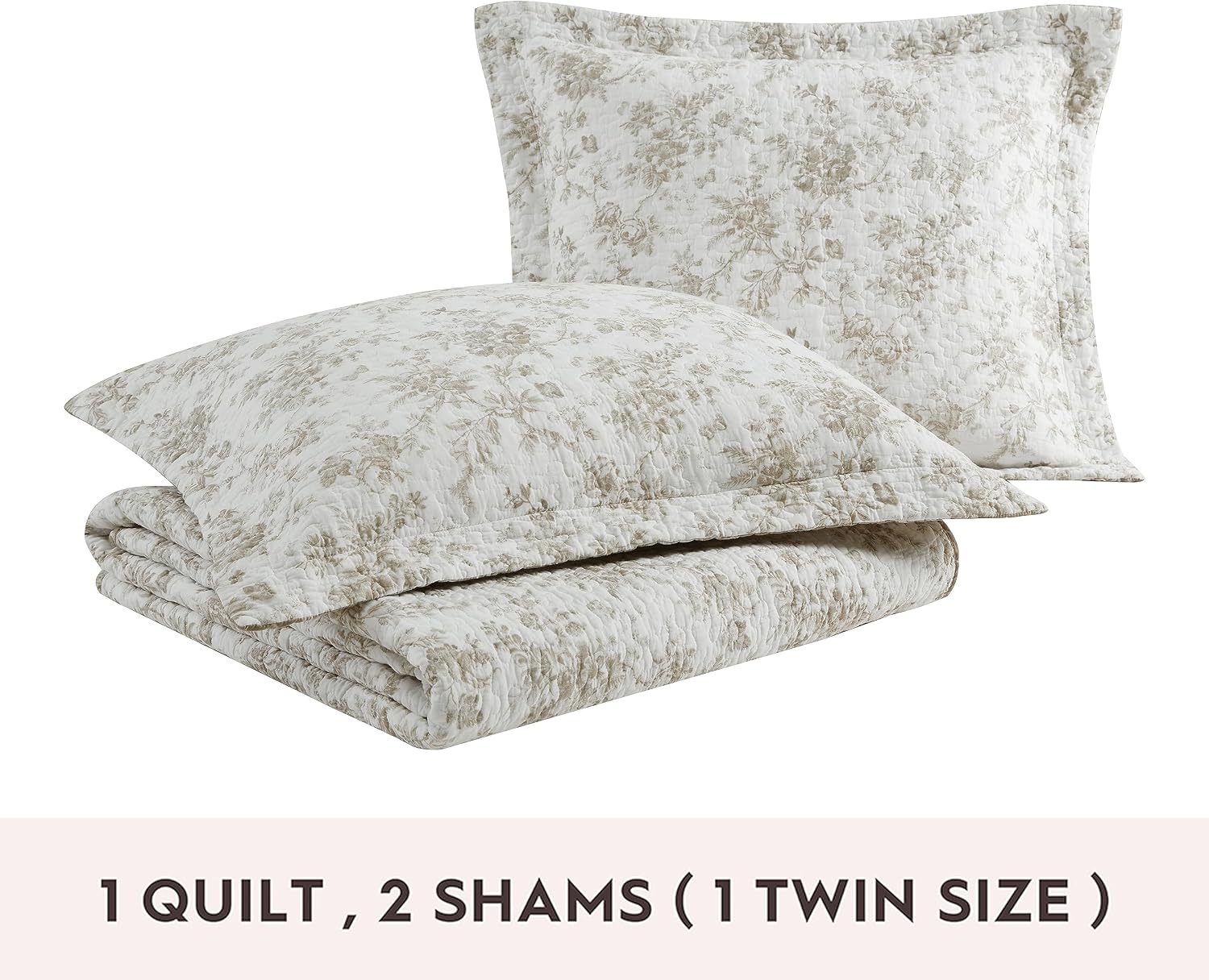 Laura Ashley - King Quilt Set, Reversible Floral Cotton Bedding with Matching Shams, Medium Weight for Year Round Use, Oek-Tex Certified (Walled Garden Brown)