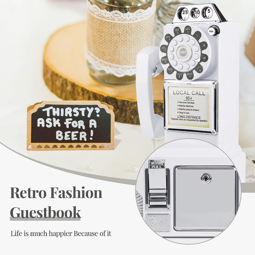 Audio Guest Book Wedding Phone, Retro Audio Phone Guestbook with Clear Voice Recording for Wedding Reception, Bridal Shower, Birthday, Baby Shower, Anniversary, Engagement