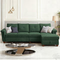4-Seat Sectional Couches for Living Room, Bedroom, Office, L Shape Convertible Sectional Sofa Couch with Ottoman and Cup Holders, Green