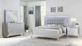 Full 4 PC LED Bedroom Set Made with Wood in Silver Color