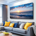 hyidecorart Wall Art Moon Sea blue Ocean Landscape Paintings Bedroom Canvas Art Print wall art for living room Paintings for Wall Decor and large Home Decor (30 x 60inch x 1pcs)