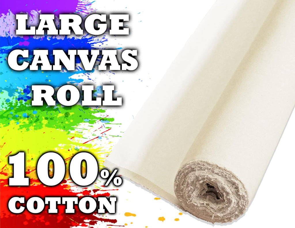 Linen Canvas Rolls for Painting Large Blank Canvas Fabric by The Yard. 60'x5.5 Yd (16.5 Ft) 14oz Universal Triple Primed Artist Linen Canvas Roll. Belgian Linen Alternative for Painters, SDK Murals