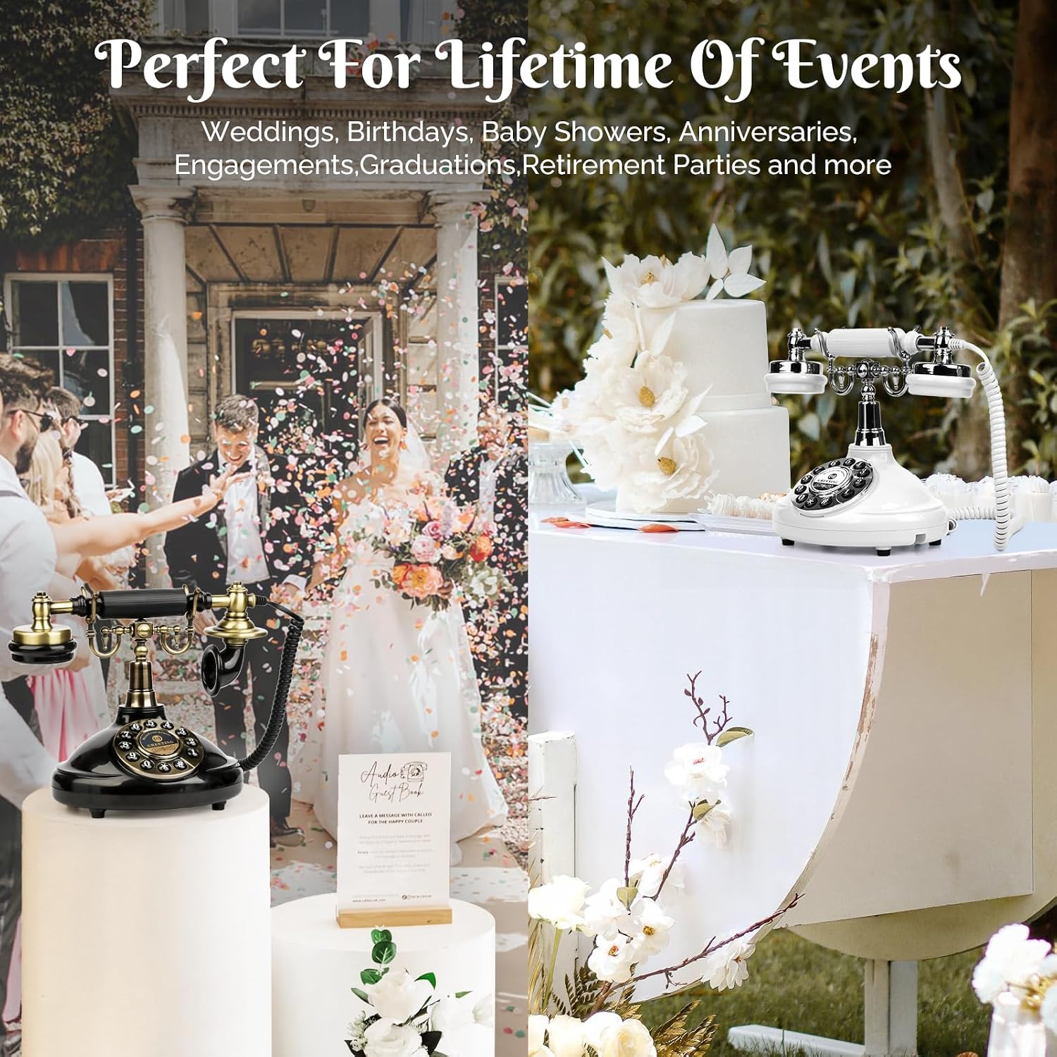 Audio Guest Book Phone,Vintage Wedding Guest Book Phone with Custom Voice Messages & Voicemail Recording for Weddings, Parties & Special Occasions