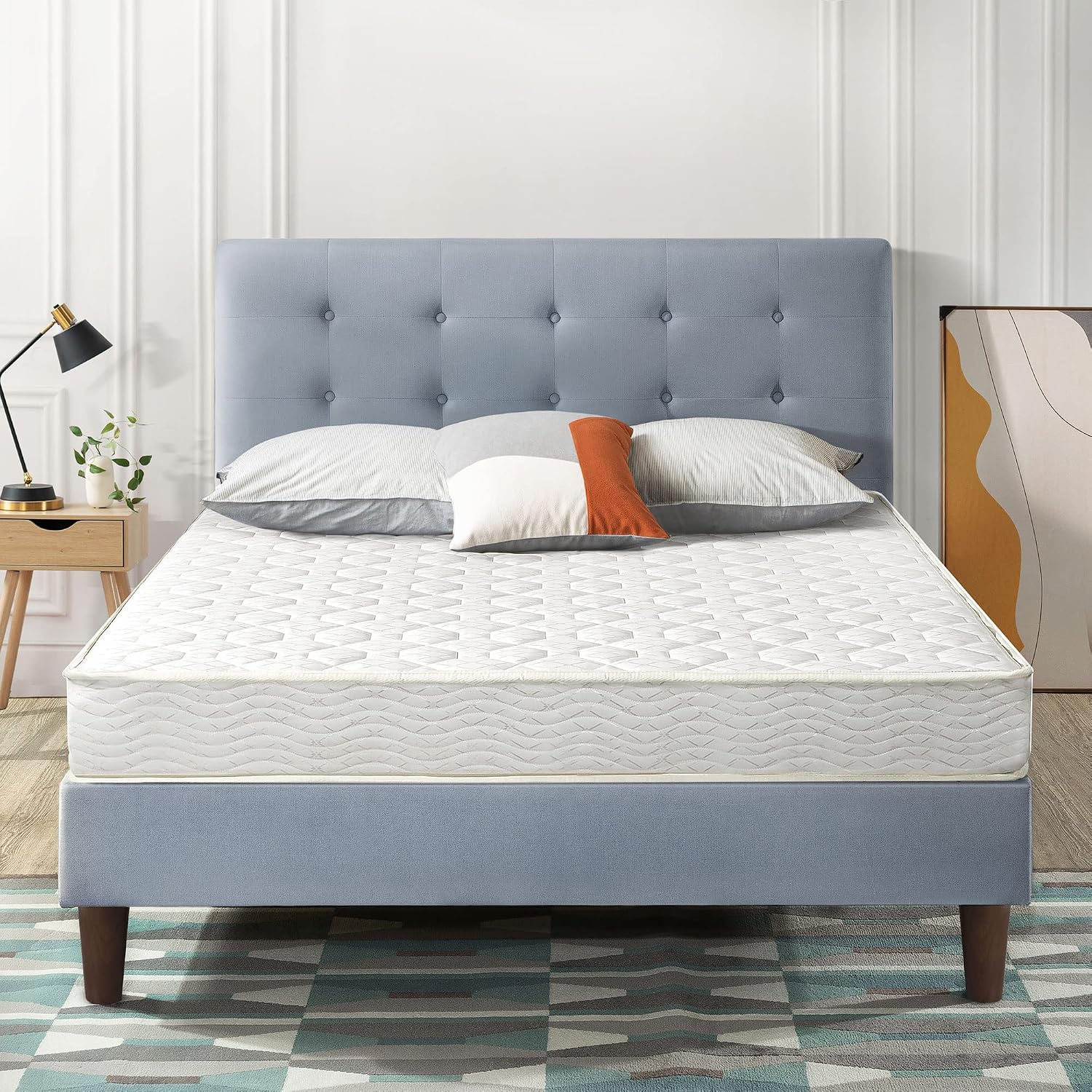 Best Price Mattress 8 Inch Tight Top Innerspring Hybrid Mattress - Comfort Foam Top with Bonnell Spring Base, Queen, White