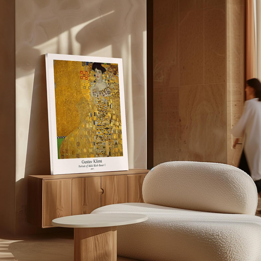 Poster Master Vintage Gustav Klimt Canvas - Retro Portrait of Adele Bloch-Bauer Print - Fine Art - Classic Painting - Art Nouveau - Living Room or Office Wall Decor - 24x32 STRETCHED Canvas