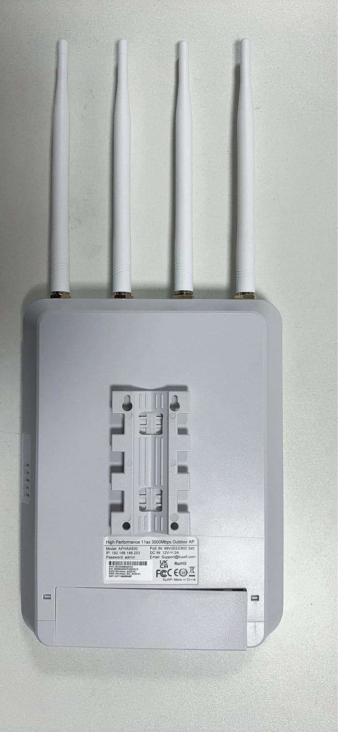 KuWFi 2.5Gbps AX3000 Outdoor WiFi 6 Extender, Long Range Outdoor WiFi Extender Signal Booster, IP65 Weatherproof Outdoor Wireless Access Point/Repeater with PoE for Farm, Yard, RV, Starlink