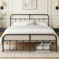 VECELO King Size Victorian Style Metal Bed Frame with Headboard Classic Metal Platform Bed Frame Mattress Foundation with Victorian Style Footboard/Under Bed Storage/No Box Spring Black