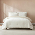Lush Decor x Chuks Collins Capstone Whisper Cotton Comforter 3 Piece Set Queen Cream - Queen Comforter Set - Luxury Bedding Set - Textured White Comforter