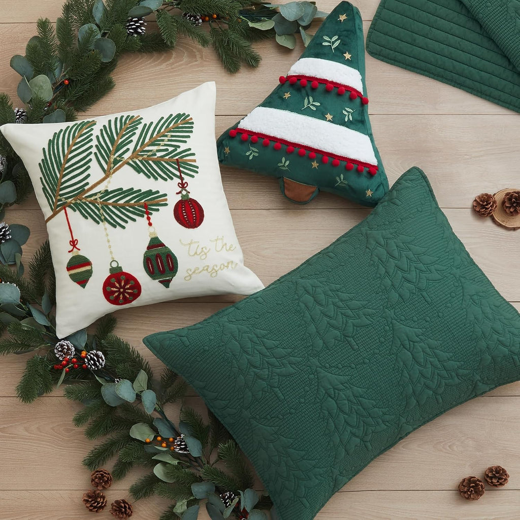 Levtex Home - O Christmas Tree Quilt Set - Twin Quilt and One Standard Sham - Christmas Tree - Green - Quilt (68x86in.) and Sham (20x26in.) - Reversible - Cotton