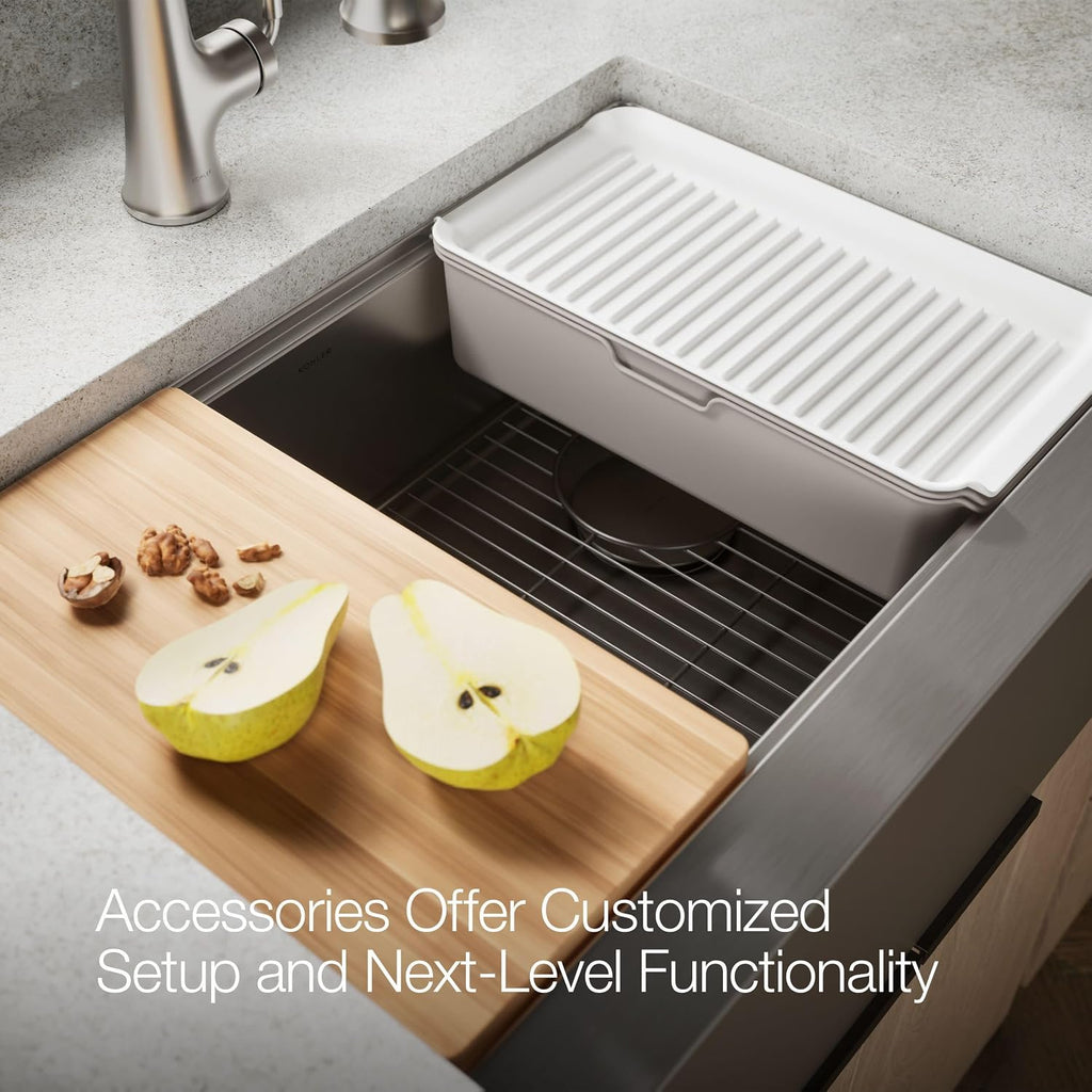 Kohler 33655-PC-NA Strive® 29-1/2' undermount single-bowl farmhouse workstation kitchen sink, Stainless Steel