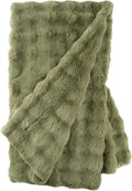 Pine Cone Hill Fab Faux Olive Throw, 50' x 70', Green Solid Pattern