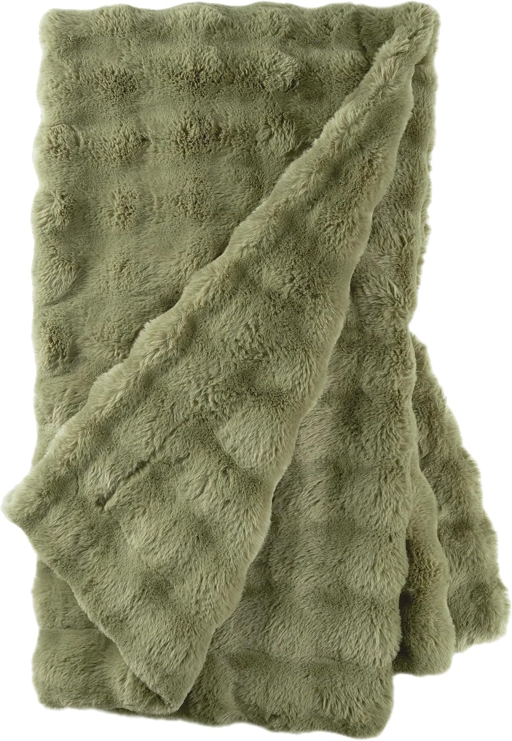 Pine Cone Hill Fab Faux Olive Throw, 50' x 70', Green Solid Pattern