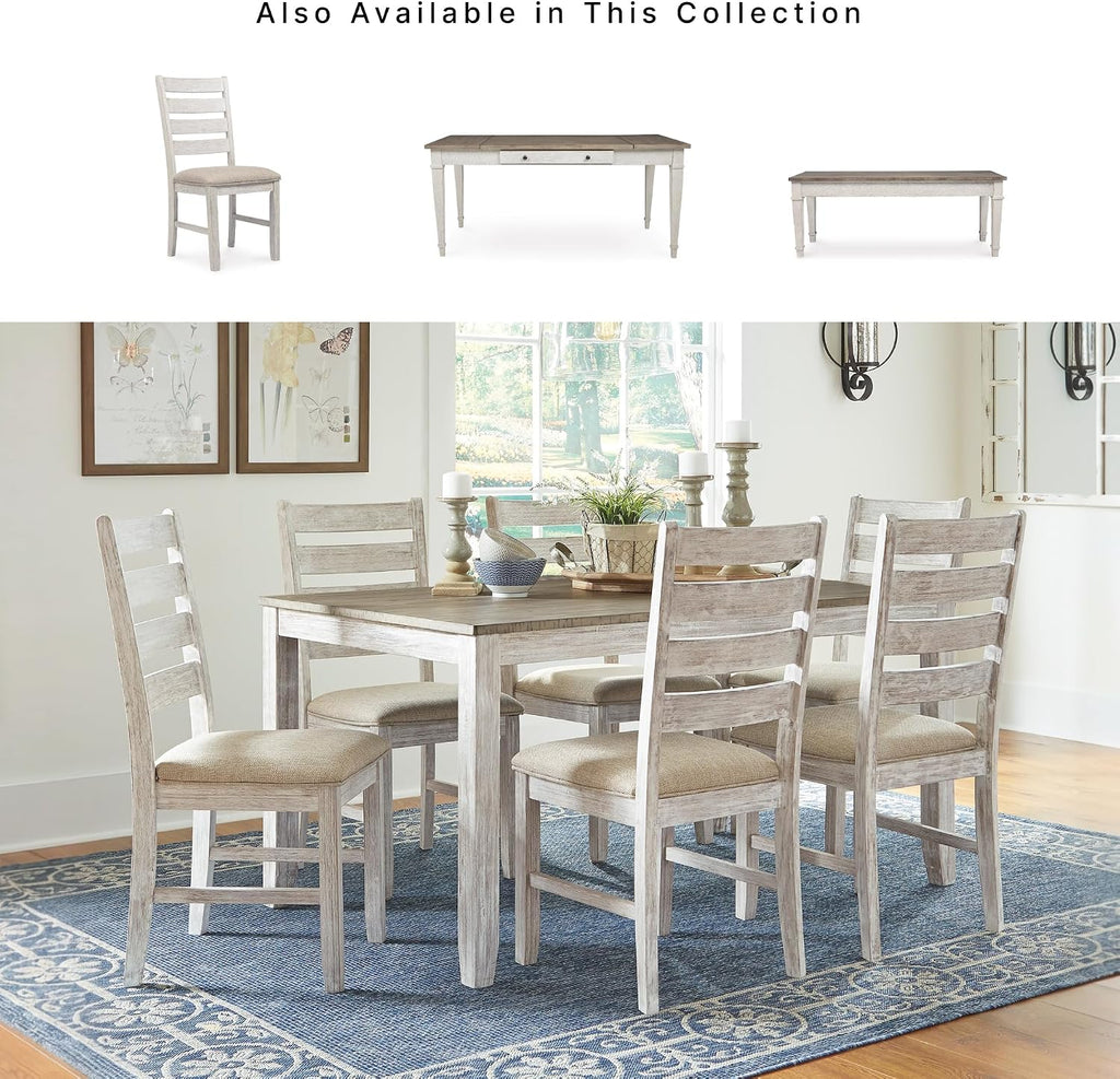 Signature Design by Ashley Skempton Modern Farmhouse Dining Room Chair, 2 Count, Ladderback Design, Wood, 17.75' W x 21.5' D x 38.63' H, White and Light Brown
