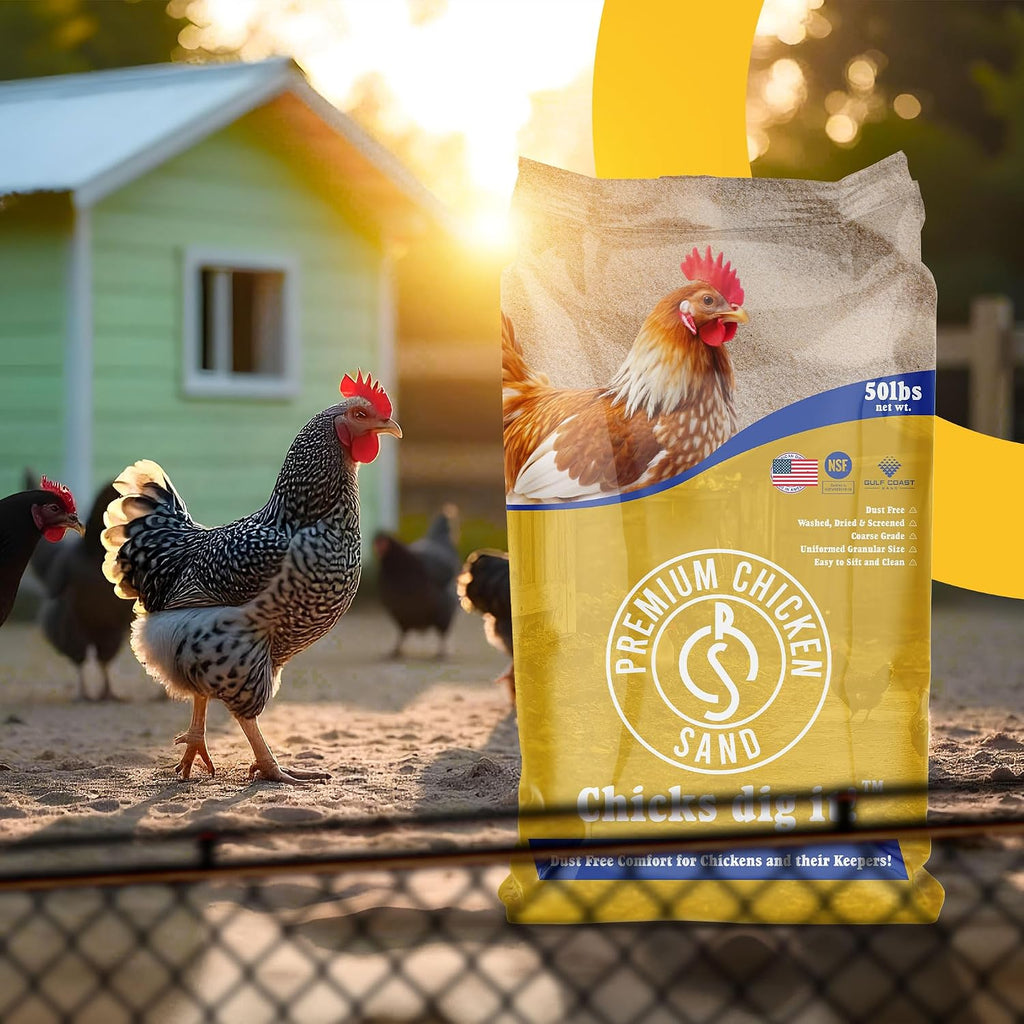 Premium Chicken Sand 50 lbs (8-Pack) – Dust-Free, Odor-Control Bedding for Chicken Coops, Nesting Boxes, and Runs – Natural Poultry Litter, 400 lbs Total