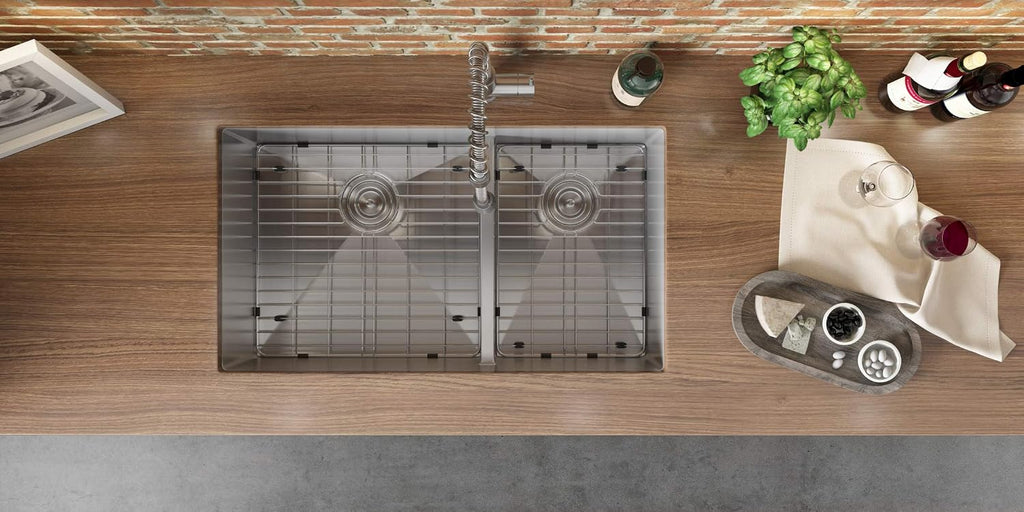 Ruvati 36-inch Low-Divide Undermount kitchen Sink - 60/40 Double Bowl kitchen Sink - 16 Gauge Stainless Steel Kitchen Sink with Brushed Finish, Easy-to-Clean, Undermount Sink - RVH7417