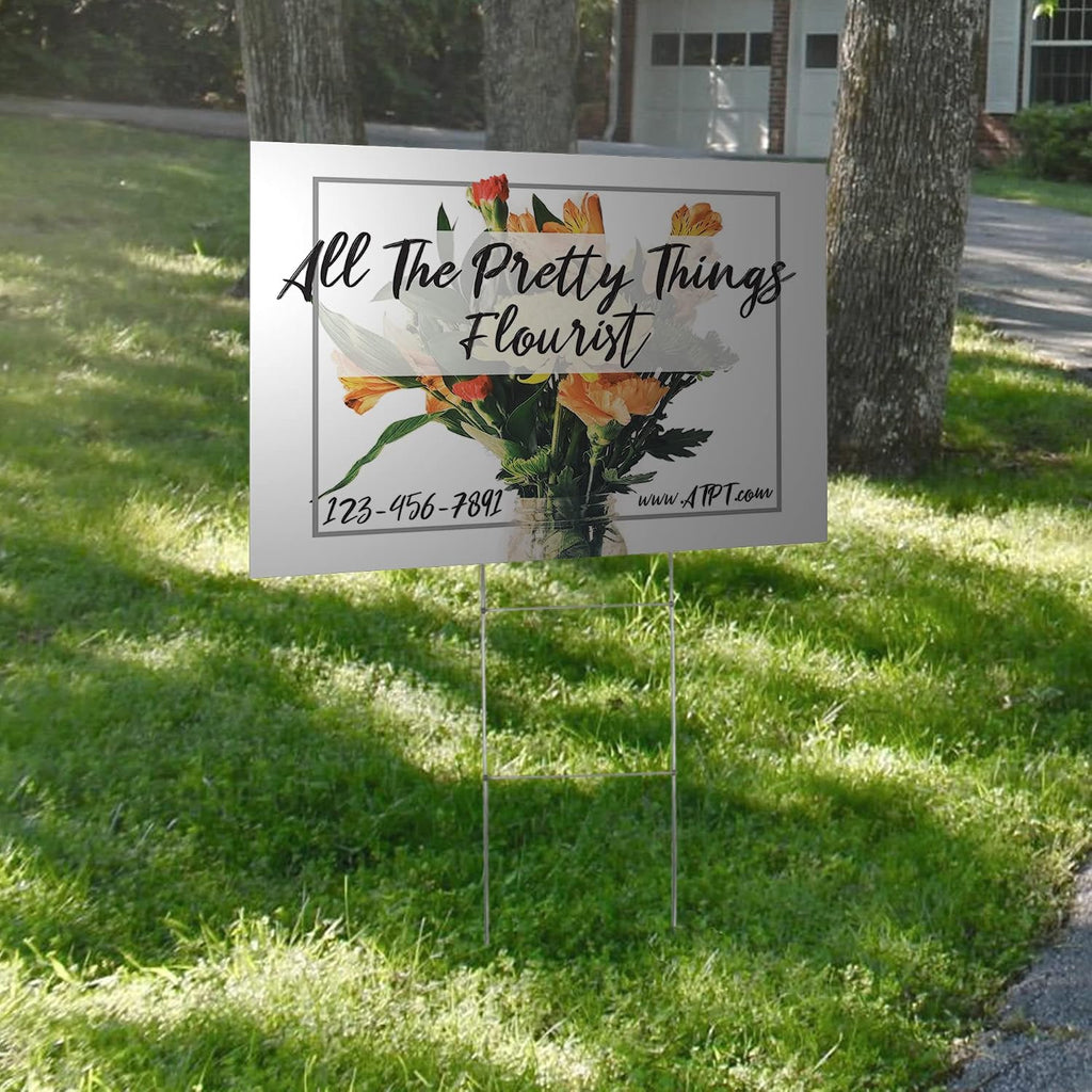 VSE | Custom UV Printed Made-To-Order Plastic Yard Signs | 24x18 inch | Upload Your Image or Artwork | Add Your Own Text | Choose from Multiple Background and Font Colors | Add H-Stakes (100)
