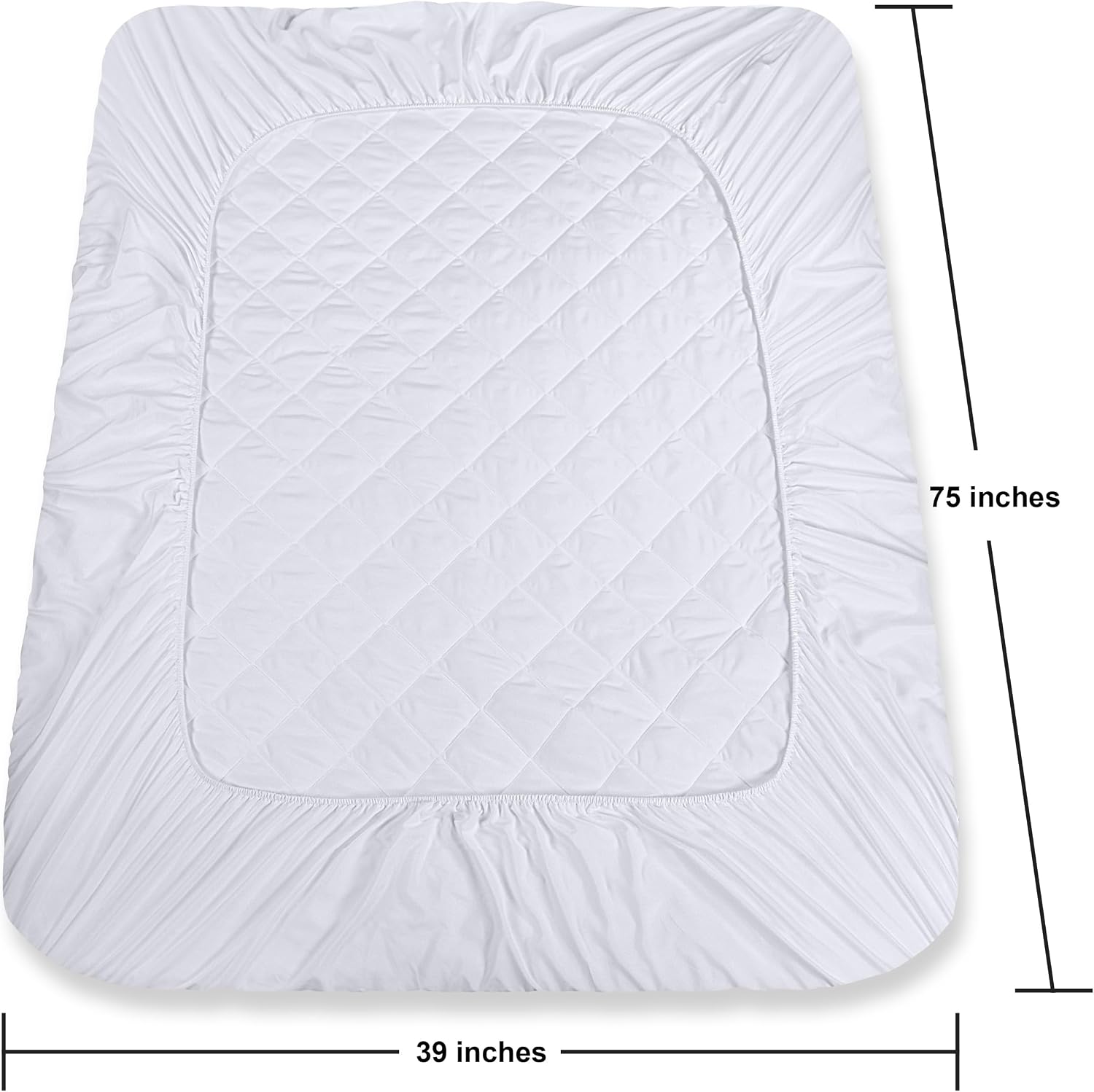 Utopia Bedding Quilted Fitted Mattress Pad, Twin Size, Elastic Fitted Mattress Topper Protector and Cover Stretches up to 16 Inches Deep, Machine Washable (White, Pack of 10)
