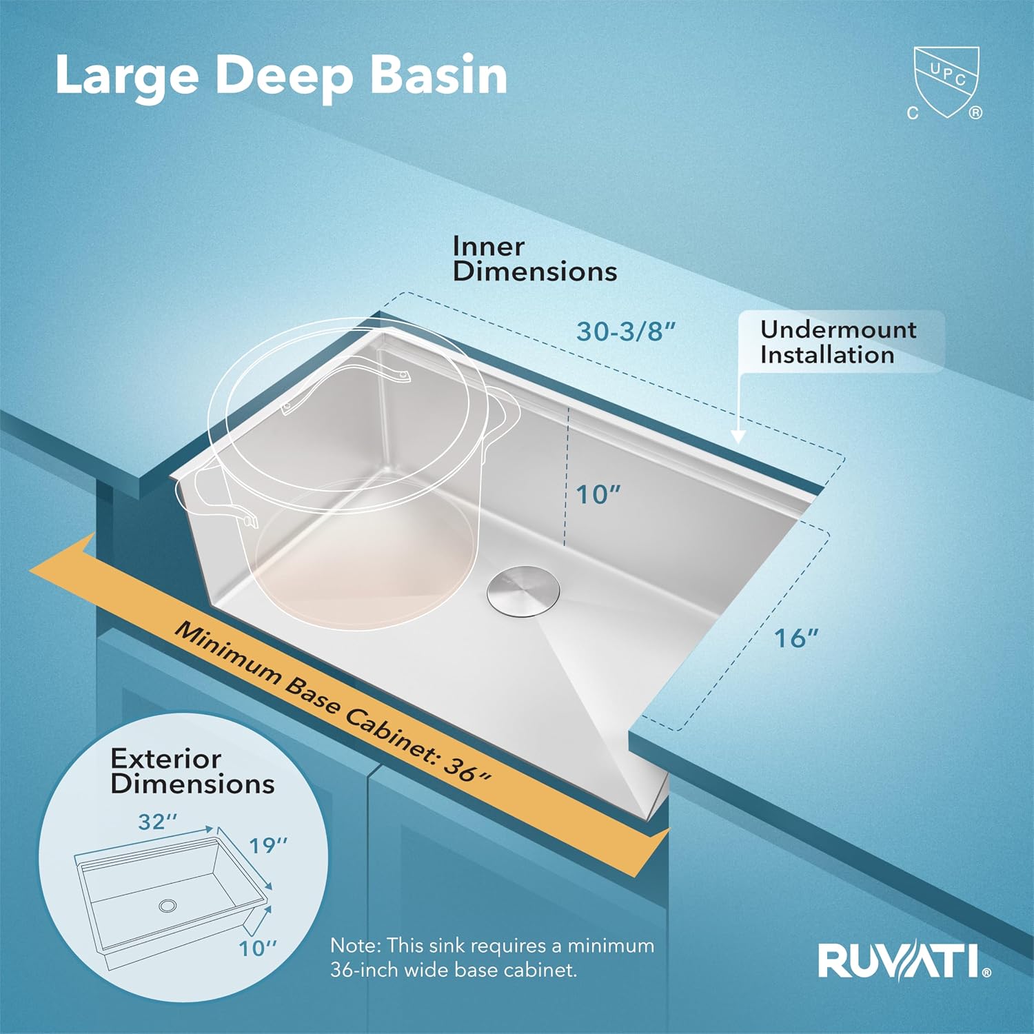 Ruvati 32-inch Round Corner Undermount 16 Gauge Stainless Steel Workstation Kitchen Sink Single Bowl – Soundproof Multifunction Chef Sink with Cutting Board & Accessories – RVH8301