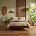 NTC Fly Wooden Bed Frame Without Headboard, Crafted from Walnut, Rubber Wood with Silent Slats and Wood Central Supports, 1000 Lb Capacity, Effortless Assembly, Queen - Dark Walnut