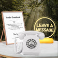 Audio GuestBook for Wedding Fashion with Free RGB LED Sign and Metal Photo Frame, Guest Book Telephone Record Customized Voice Message for Your Wedding Party (White)