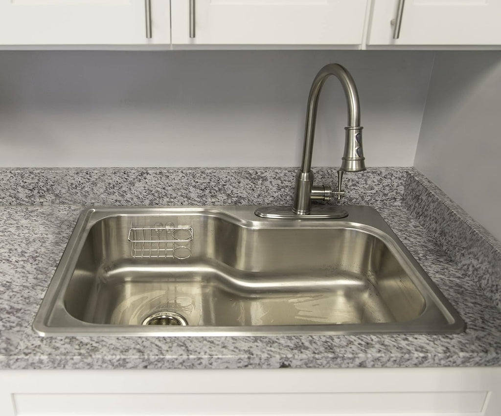 33-Inch Handmade Stainless Steel Single Bowl Drop-In Kitchen Sink, 18-Gauge with Single-Hole Faucet Compatibility – Design House, 113118