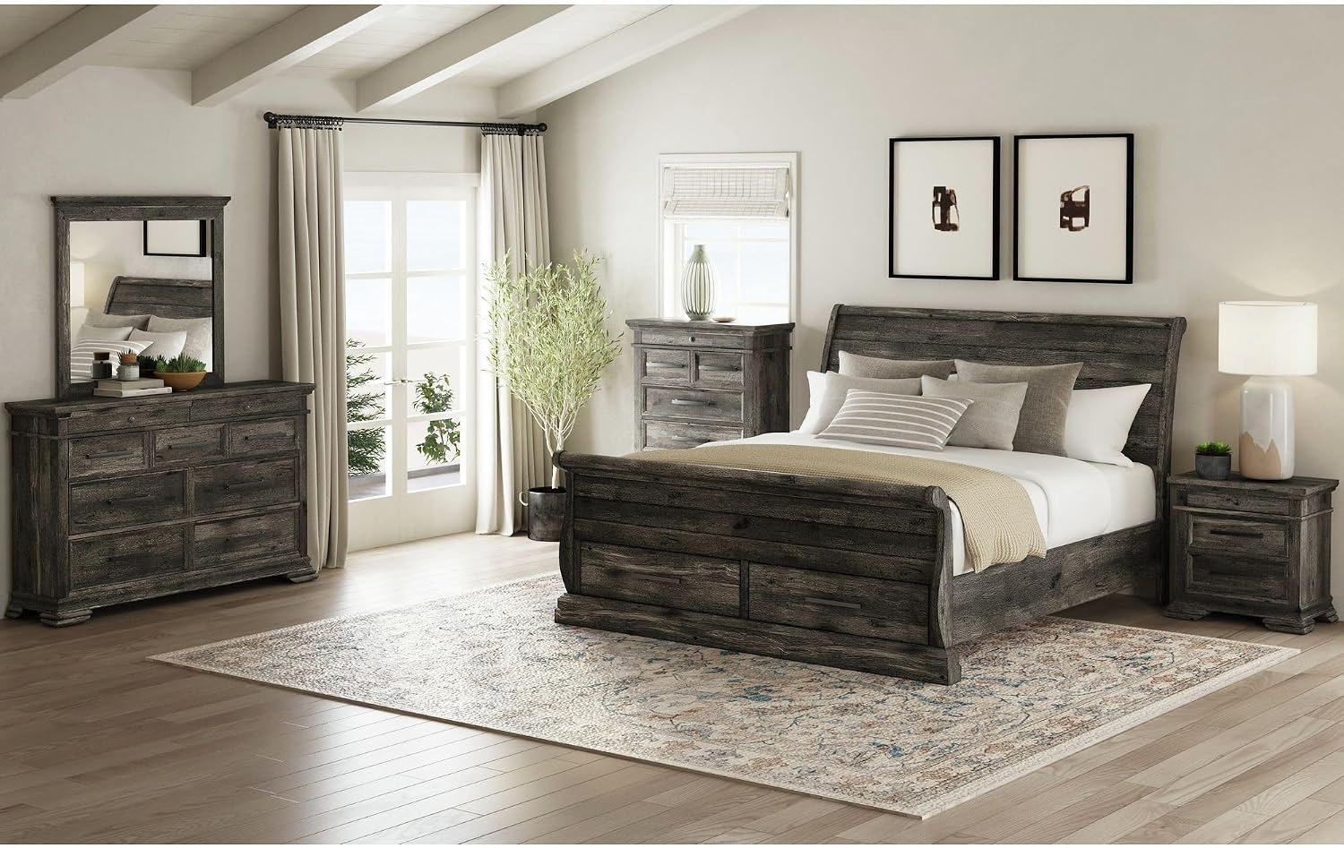 Picket House Hyde Full Sleigh Storage 3PC Bedroom Set in Charcoal