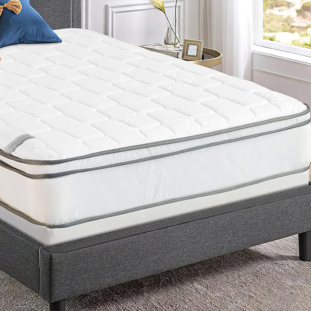 Nutan, 9-Inch Meduim Plush Eurotop Innerspring Mattress with 4' Wood Box Spring Set, Twin