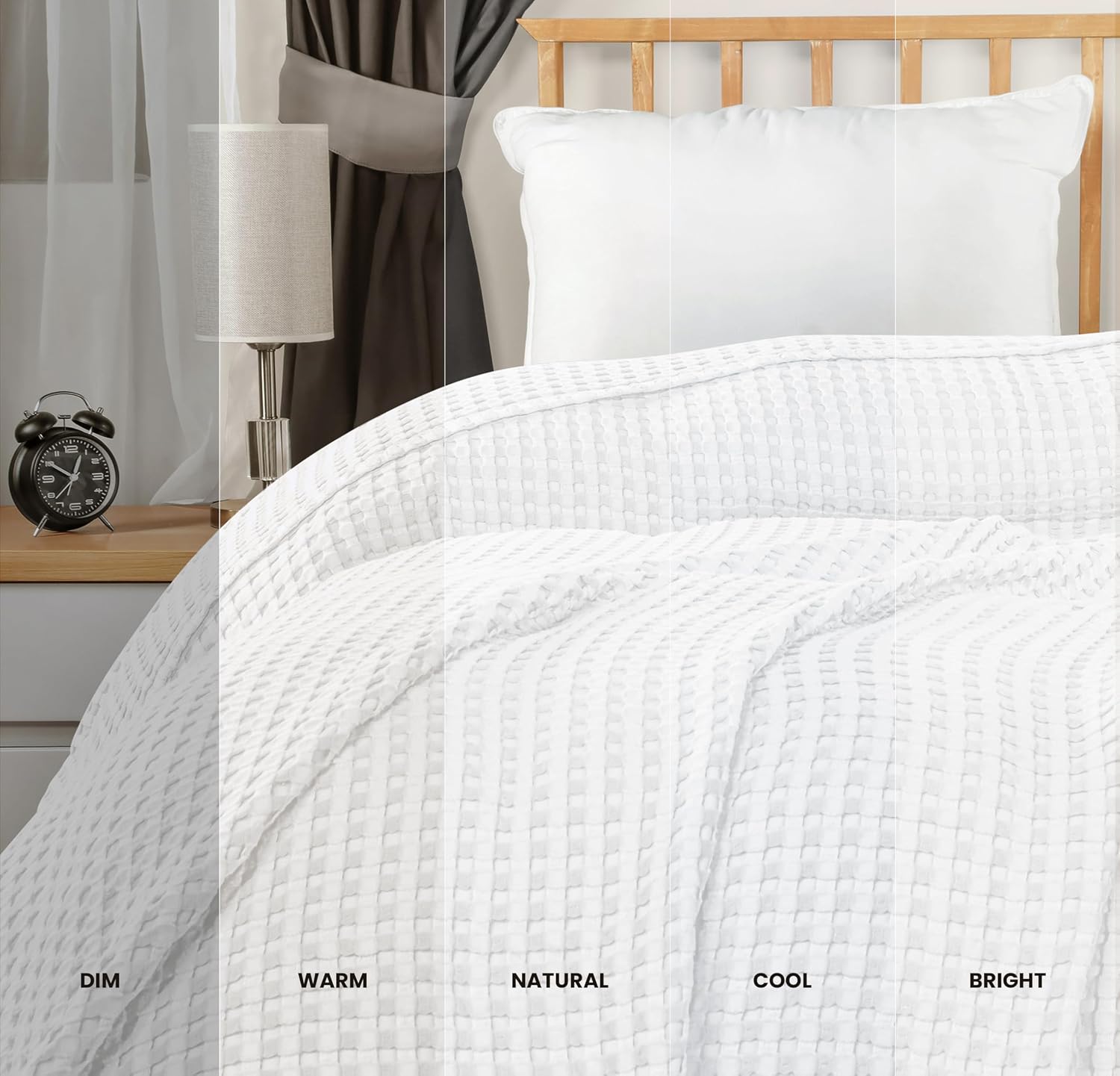 Utopia Bedding White 100% Cotton Waffle Blanket 300 GSM [Queen - 90x90 Inch] Soft Lightweight Breathable Bed Blanket for All Season (Pack of 8)