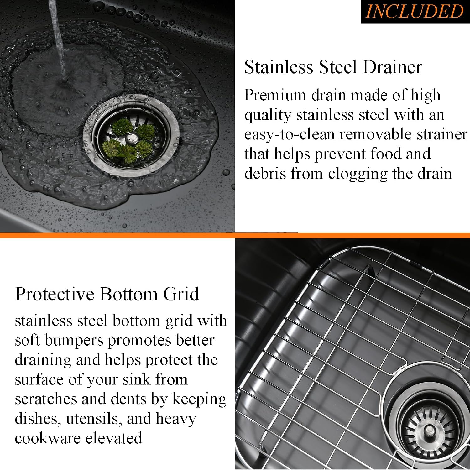 31 Inch Black Undermount Sink Stainless Steel-Bokaiya 31x18 Kitchen Sink Undermount Black Stainless Steel Sink 16 Gauge Single Bowl Kitchen Sink with Dish Grid