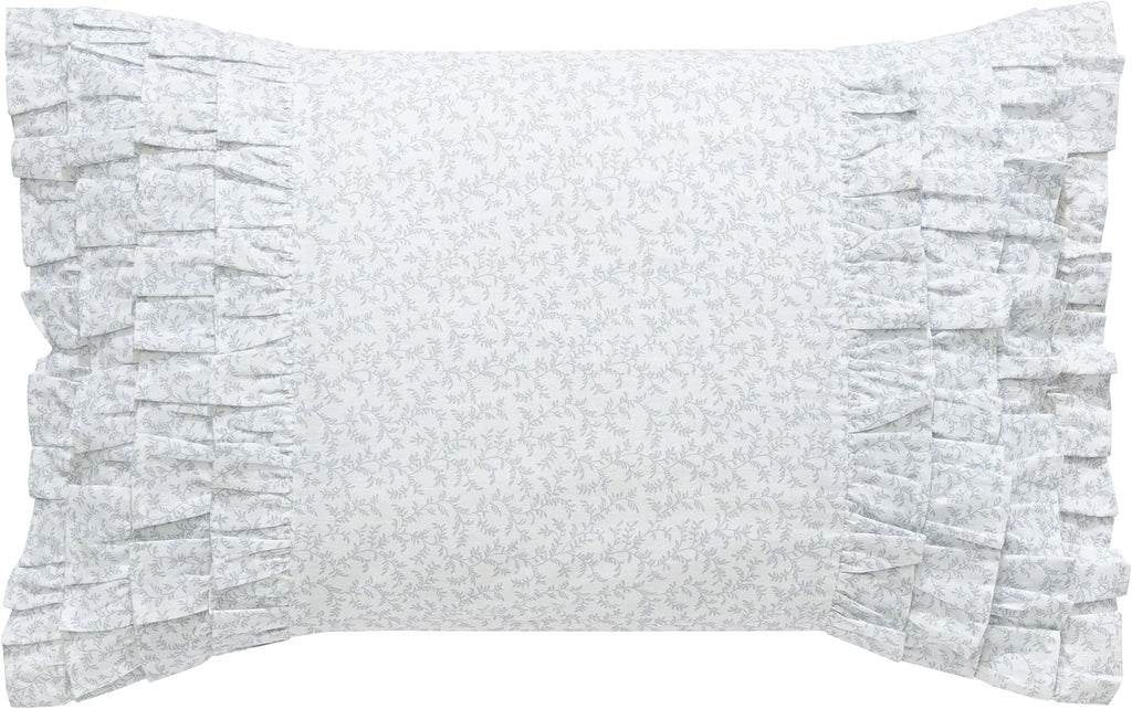 Laura Ashley Home - King Comforter Set, Reversible Cotton Bedding with Matching Shams, Stylish Home Decor for All Seasons (Chloe Blue, King)