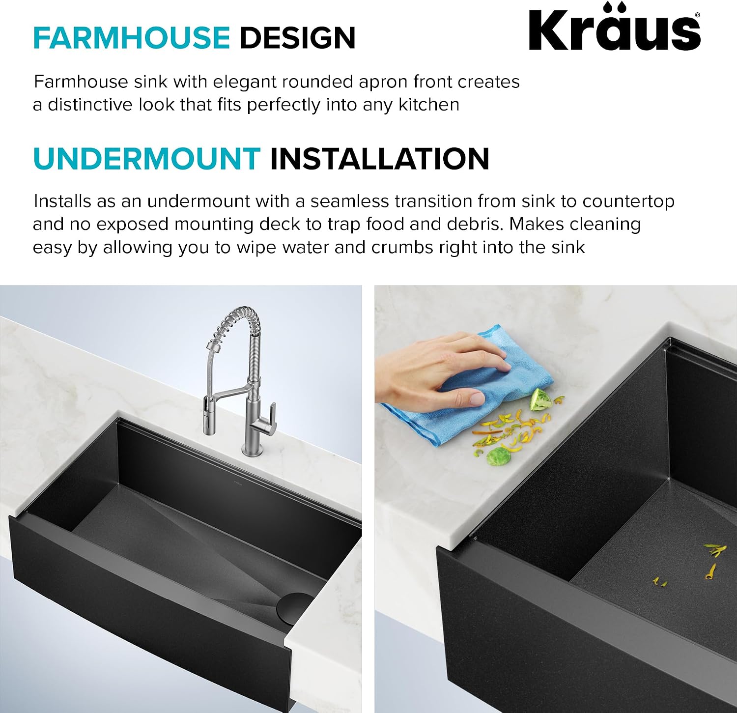 KRAUS Kore Workstation 33-inch Farmhouse Apron Front 16 Gauge Black Stainless Steel Single Bowl Kitchen Sink in PVD Gunmetal Finish with Accessories, KWF210-33/PGM