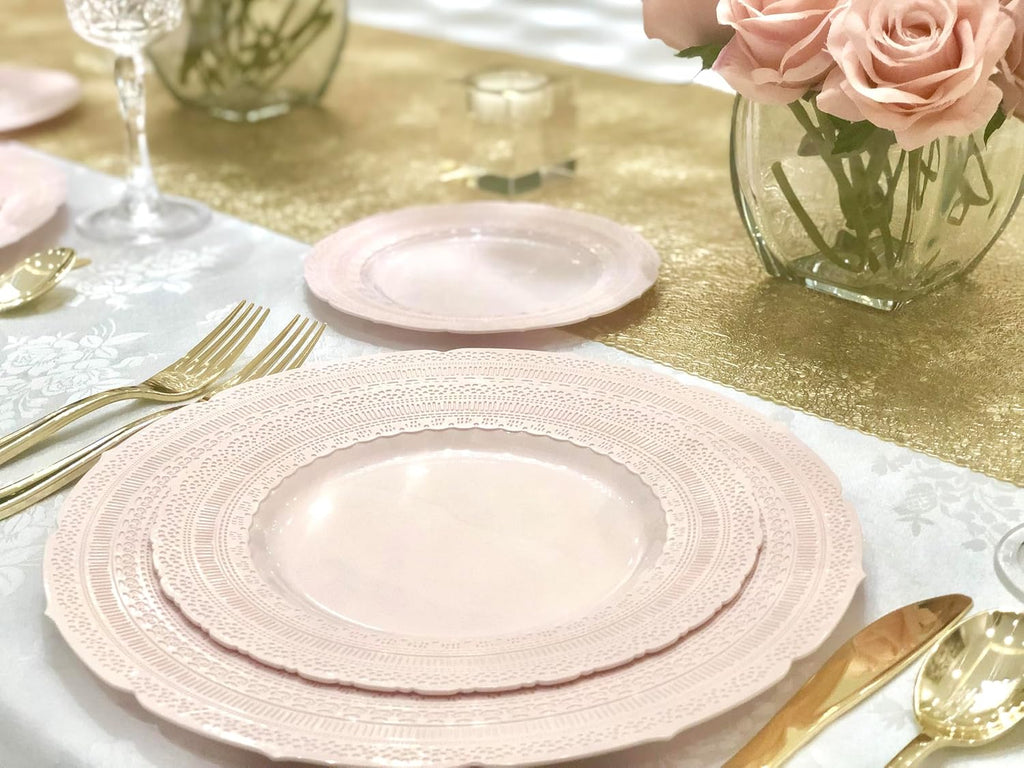 ' OCCASIONS ' 240 Bowls Pack, Extra Heavyweight Vintage Wedding Party Disposable Plastic Bowls (14 oz Soup Bowl, Chateau Blush Pink)