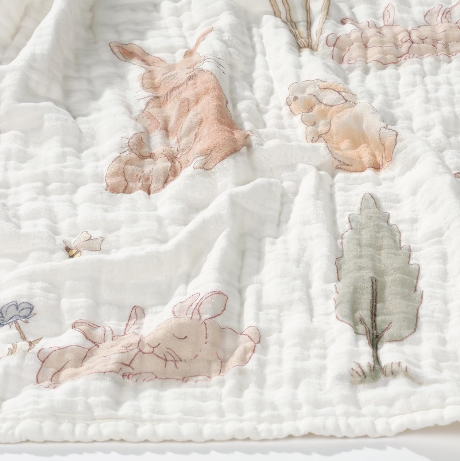 Lambs & Ivy Signature Bunny Hop Organic Cotton Muslin 3-Piece Crib Bedding Set