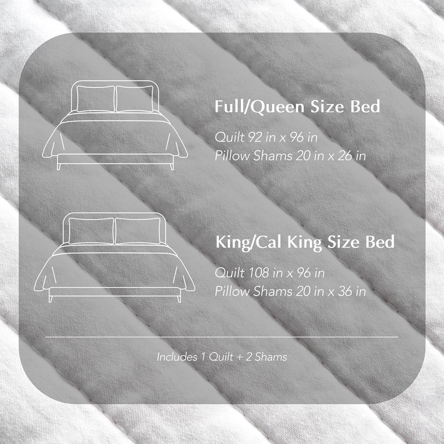 EVERGRACEHOME Cotton Sateen Quilt Set King Size, Pre-Washed Cotton Channel Stitch Coverlet Bedspread, 3 Pieces Lightweight Soft Bedding Sets for All Season, with 2 Pillow Shams, Bright White
