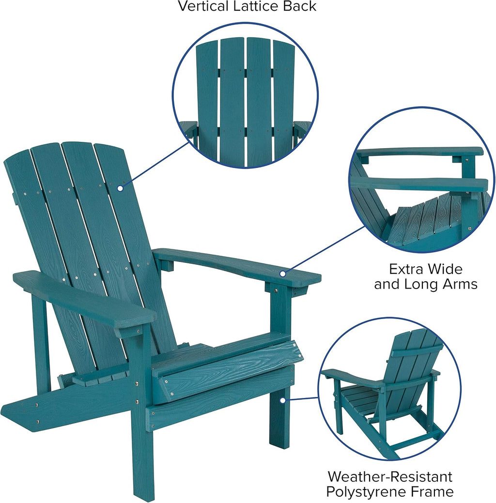 Flash Furniture Charlestown Poly Resin Adirondack Chair - Sea Foam - All Weather - Indoor/Outdoor - Set of 2