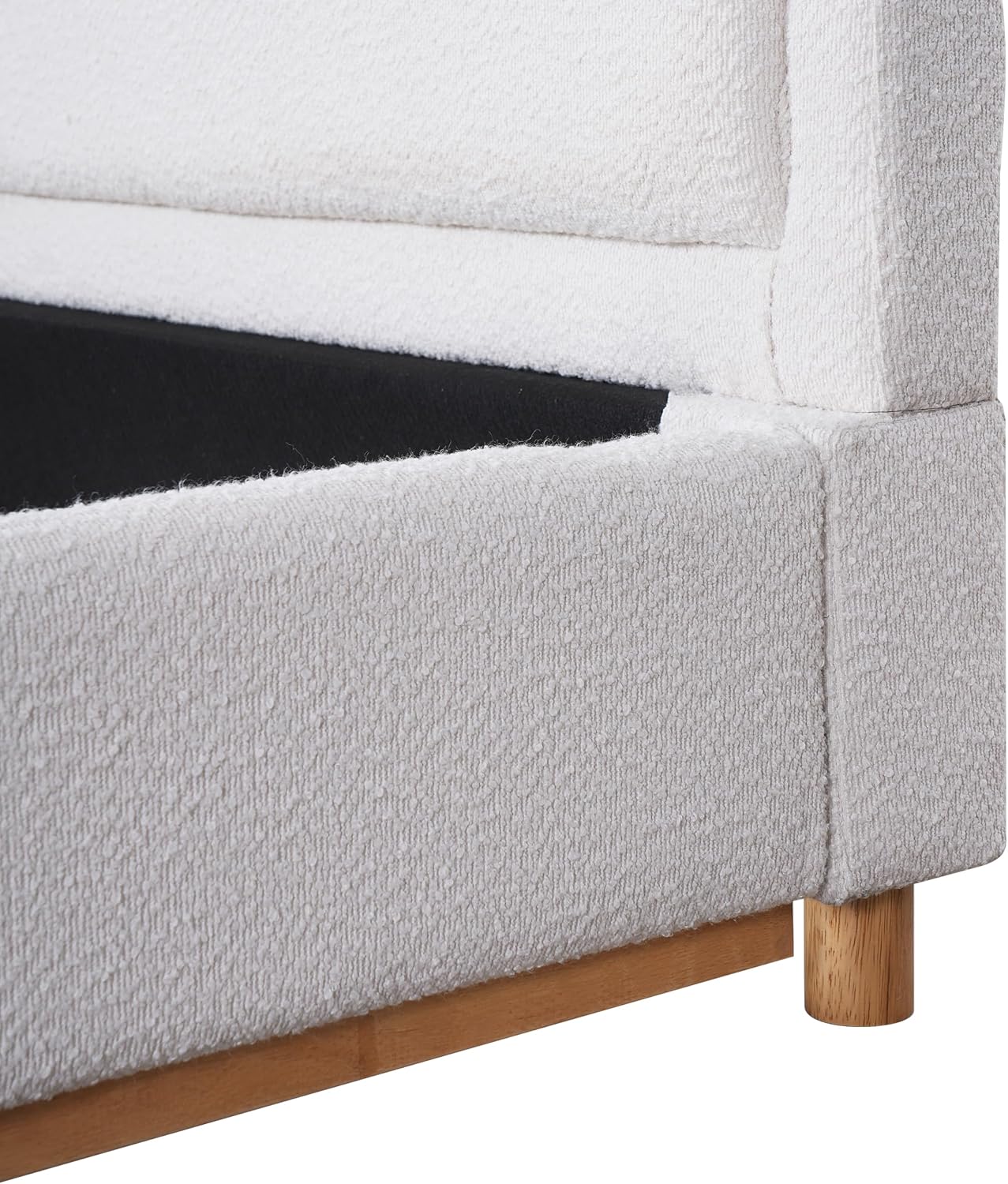 Christopher Knight Home Robey Queen Size Platform Bed Frame, Boucle Fabric Queen Size Bed Frame and Headboard, Modern Queen Bed Set, Wooden Slat Support, No Box Spring Needed, Easy Assembly, White
