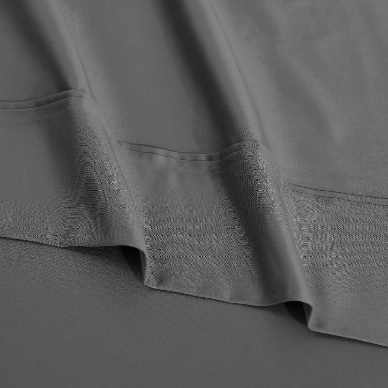 Superior 1200 Thread Count Egyptian Cotton Sheet Set, Bedroom Sheets, Modern Home Essentials, Luxury Bedding, 1 Elastic Deep Pocket Fitted Bed Sheet, 1 Flat Sheet, 2 Pillowcases, Queen, Charcoal