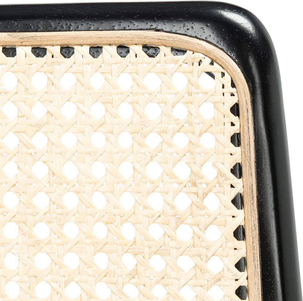 SAFAVIEH Home Collection Reinhardt Black Rattan/White Cushion Dining Chair (Set of 2) - Fully Assembled