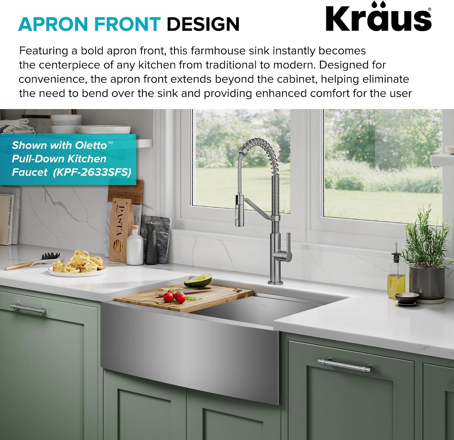Kraus Kore 30-Inch Farmhouse Workstation with In Sink Dish Drying Rack, Stainless Steel Kitchen Sink, KWF410-30