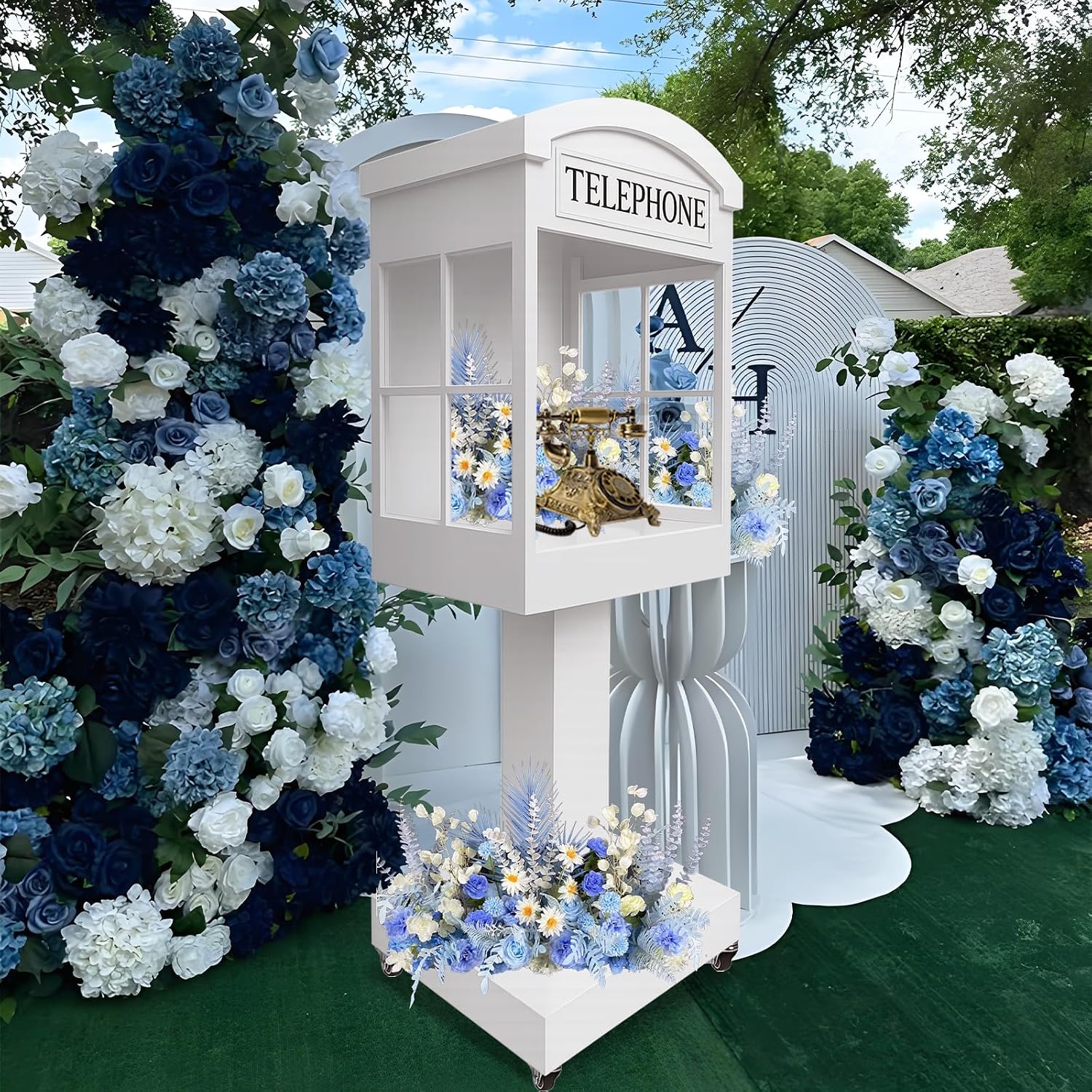 Telephone Booth Audio Guest Book White Phone Booth Stand Wedding Telephone Booth Box Perfect for Video Message Recording Wedding Party Ceremony Decoration