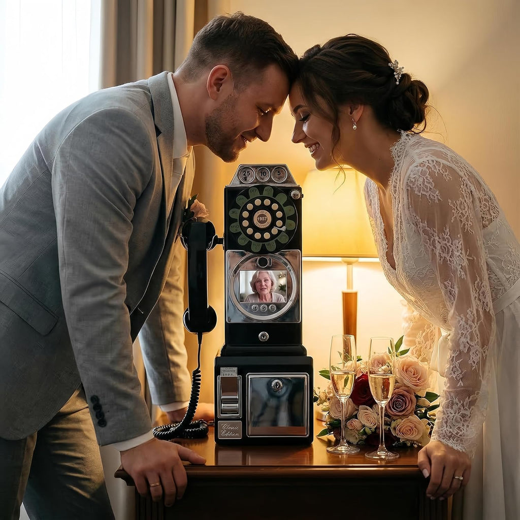 RetroVox Video & Audio Guest Book Wedding Phone Guestbook Creative Easy to Use & Fun Engagements Anniversaries Baby Showers Graduation (B White)
