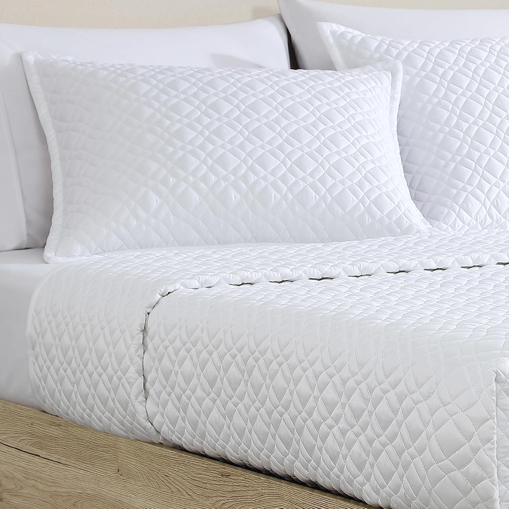 Riverbrook Home Noble Tencel Coverlet Set, Queen, White, 3 Piece Set
